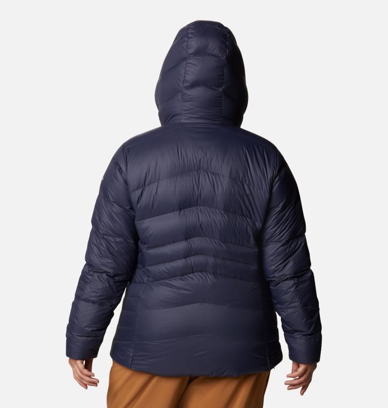 Women's Columbia Autumn Park Hooded Down Jackets Navy | Plus Size CA-N03C5